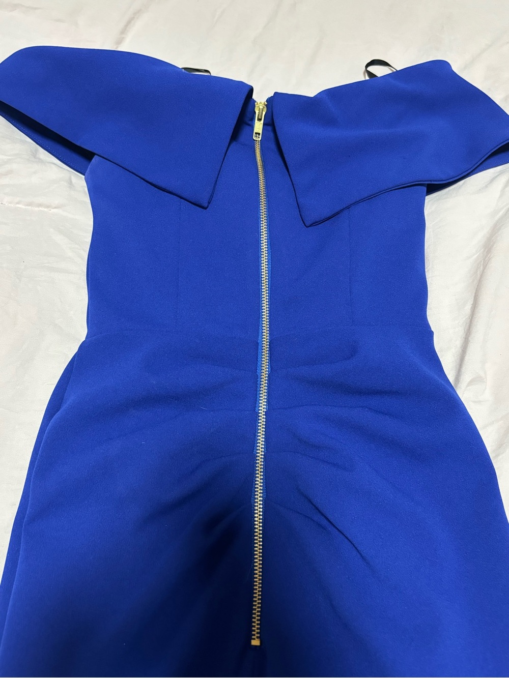 Aqua Off-Shoulder Cobalt Blue Evening Dress - Picture 3 of 5